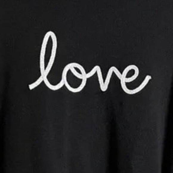 Marbled Black Sparkling Silver Love Sweater Long Sleeve - Picture 2 of 3